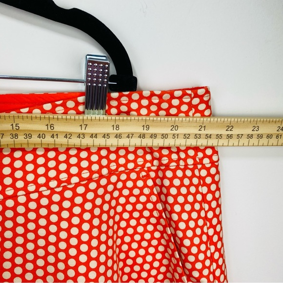 Lane Bryant ALine Skirt Womens 22 Orange Pockets Boho Zip Polka Dots Modernist - Picture 9 of 10